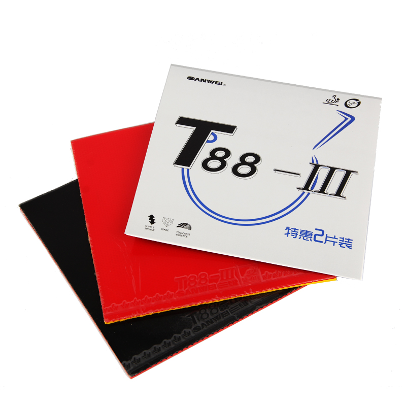Table Tennis Xiom Rubber - 1 赤 1 黒オリジナル SANWEI T88-3