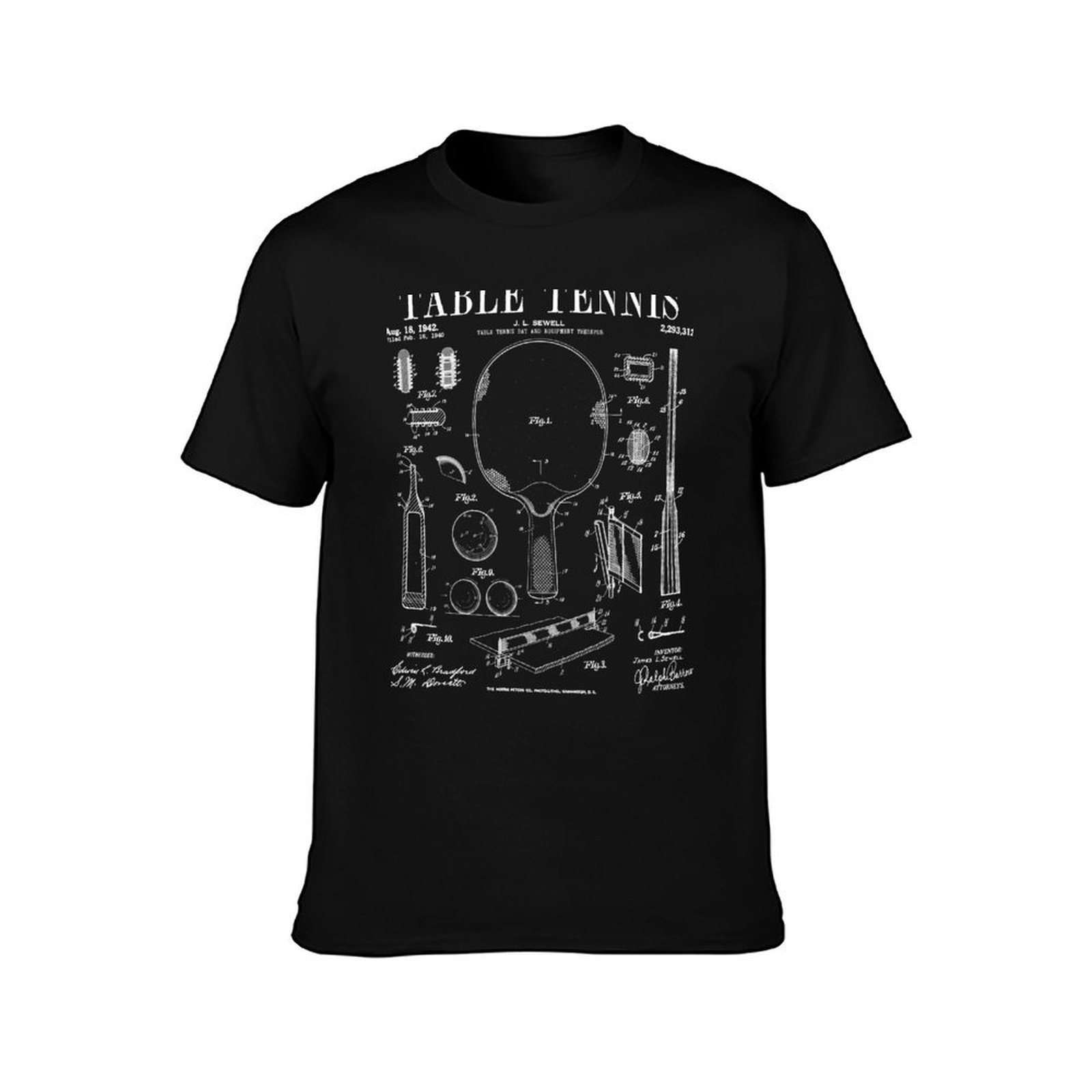 卓球ピンポンオールドヴィンテージ特許図面プリントTシャツ コ - Table Tennis Drawing のレビューと価格