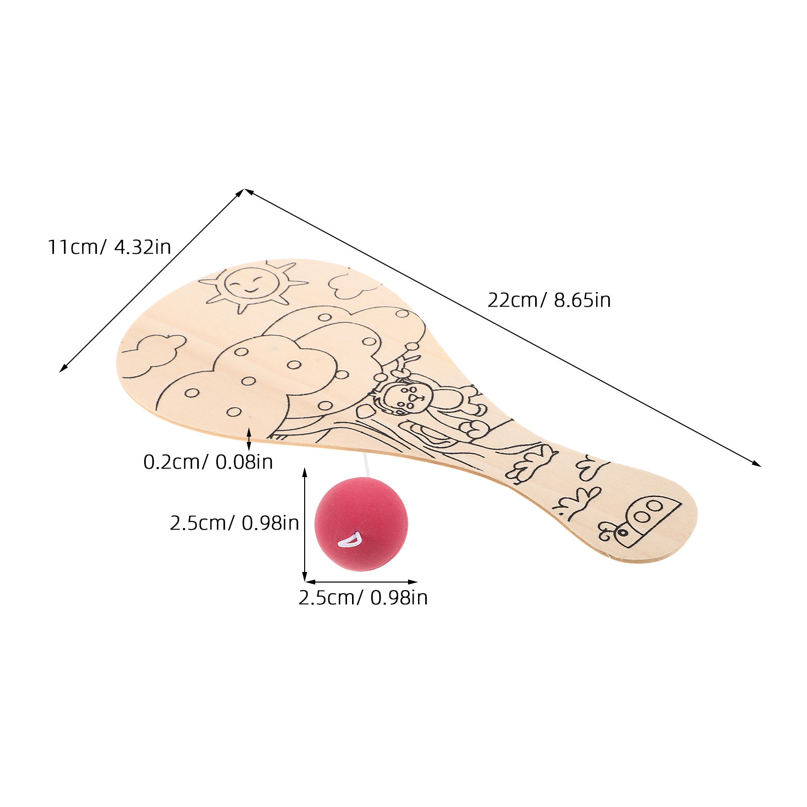 8個入り子供用無地木製パドルDIYクラフトペインティング卓球 - Table Tennis Drawing のレビューと価格